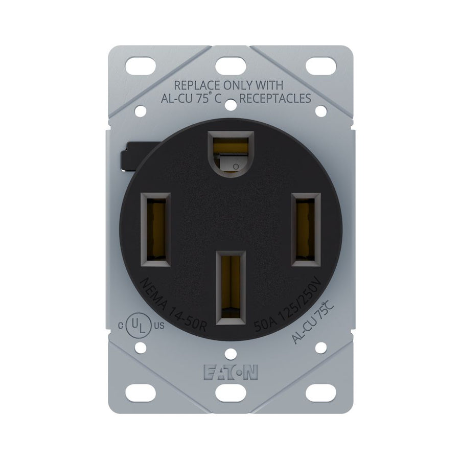 EATON AH1258BK-F Recp Sgl Flush 50A 125/250V 3P4W Str BK