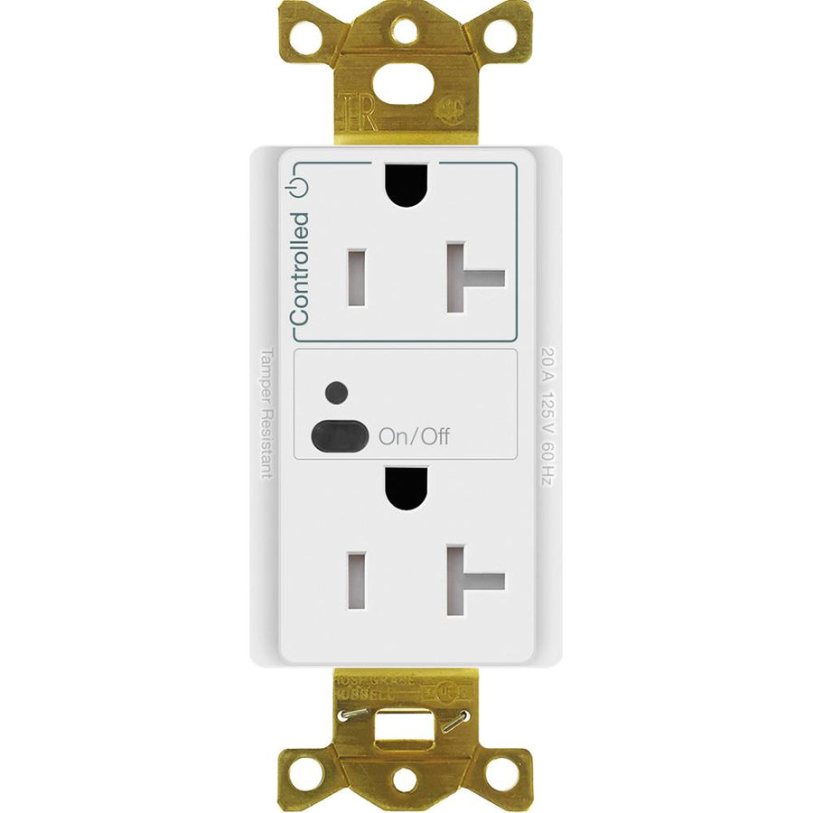 Lutron Vive Wireless Receptacle, 20 A Split, White, CAR2S-20-STR-WH