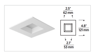 Element Lighting VERSE™ 3" Square Trim LED Fixed Downlight, V3SDWH