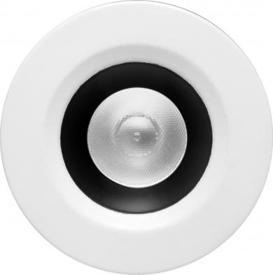 Elco Lighting 1" Round Oak Recessed Downlight, 6.1W, 2700K, CRI90, 12V AC, Dimmable, 38° Beam, Black with White Trim, E1L02F30B