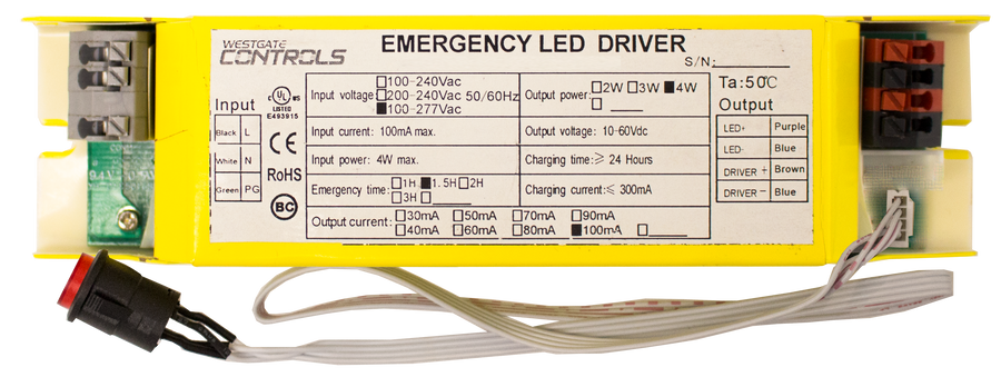 Westgate Mfg Integrated Mini LED Emergency Backup, 4W, Yellow, ELB-0460-FM