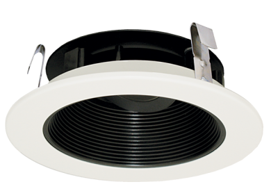 Elco Lighting Pex 4" Round Adjustable Baffle Trim, Koto System, Black with White Trim, ELK4193B