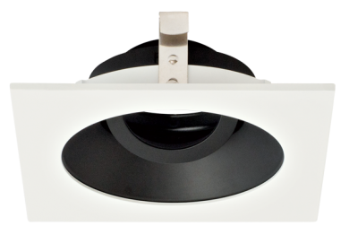 Elco Lighting Pex 4" Square Adjustable Reflector for Koto System, Black with White Trim, ELK4229B