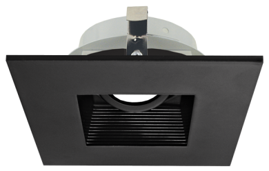 Elco Lighting Pex 4" Square Adjustable Baffle, 35° Tilt, Twist-Lock, Black with White Trim, ELK4284B