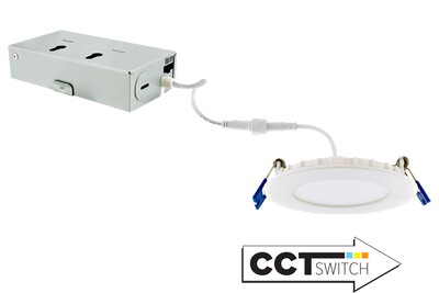 Elco Lighting 3" Ultra Slim LED Round Panel, 10W, CCT Selectable, CRI90, Triac/ELV, White, ERT311CT5W