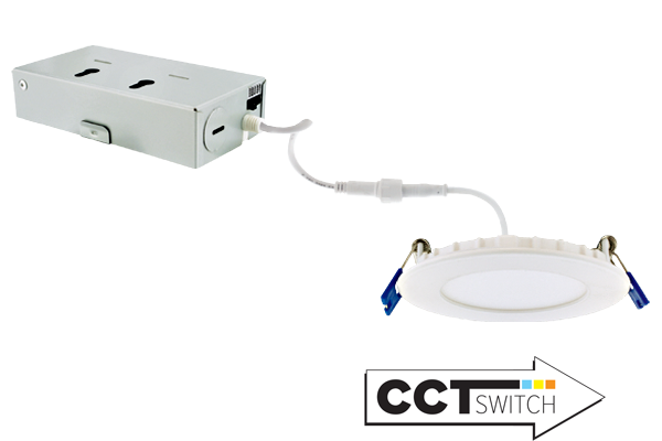 Elco Lighting 3" Ultra Slim LED Round Panel, 10W, CCT Selectable, CRI90, Triac/ELV, White, ERT311CT5W