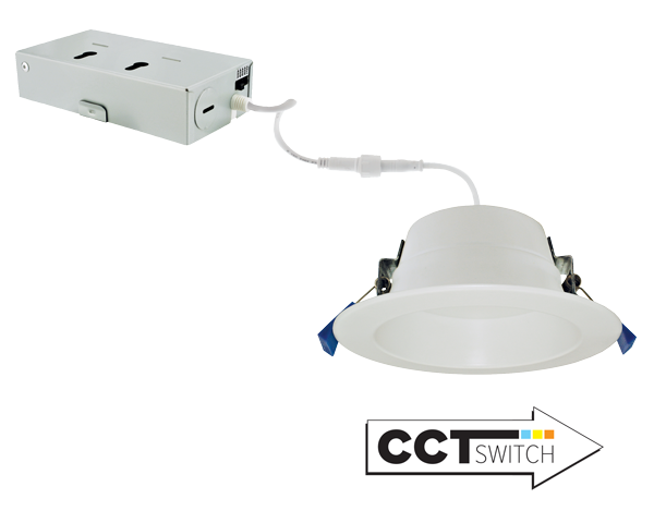 Elco Lighting 4" LED Retrofit Recessed Downlight, 11W, CCT Selectable, CRI90, Triac/ELV, 80° Beam, White, ERT415CT5W