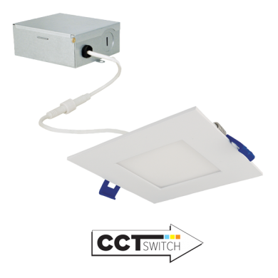 Elco Lighting 4" Square LED Panel Light, 12W, CCT Selectable, Triac/ELV, White, ERT441CT5W