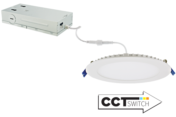 Elco Lighting 6" Ultra Slim Round Panel Light, 15W, CCT Selectable, 120/277V, ERT61DXCT5W