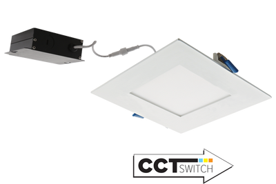 Elco Lighting 6" Square LED Panel Light, 12W, CCT Selectable, Triac/ELV Dimming, White, ERT661CT5W