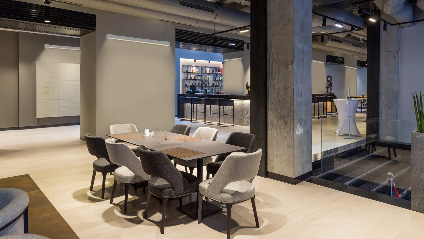 Nora Lighting 8' L-Line LED Wall Mount Linear, 8400lm / 3500K, 4"x4" Left Plate & 4"x4" Right Plate, Aluminum Finish NWLIN-81035A/L4-R4