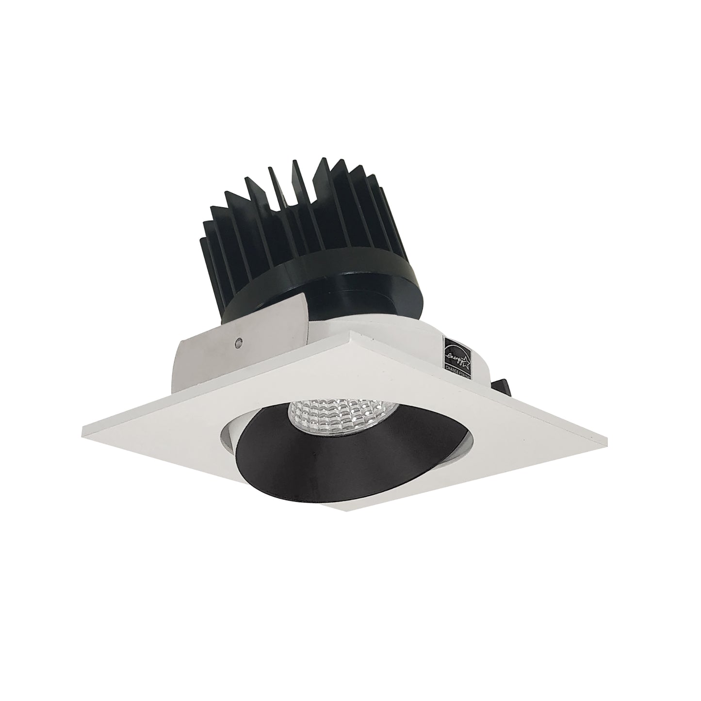 Nora Lighting 4" Iolite LED Square Adjustable Cone Reflector, 10-Degree Optic, 850lm / 12W, 3000K, Black Reflector / White Flange NIO-4SC30QBW