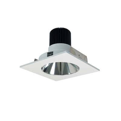 Nora Lighting 4" Iolite LED Square Reflector with Round Aperture, 1500lm/2000lm/2500lm (varies by housing), 2700K, Specular Clear Reflector / Matte Powder White Flange NIO-4SNDC27XCMPW/HL