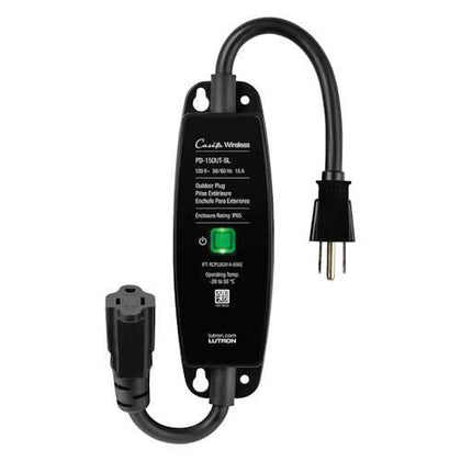 Lutron Caseta Outdoor Smart Plug, On/Off, IP65, Black, PD-15OUT-BL