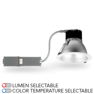 Rayon 8" Builders Plus LED Commercial Downlight RBC8-LS2-CTS-UNV-D-H-W-FR