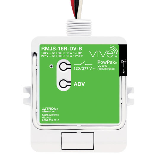 Lutron Powpak Relay Module with Softswitch, 16A General Purpose Switch, 120/277V, Vive Enabled, RMJS-16R-DV-B