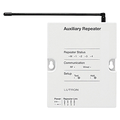 Lutron RadioRA 2 AUX Repeater, 120V, White, RR-AUX-REP-WH