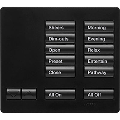 Lutron RadioRA 2 Tabletop Keypad, 10 Button, Raise/Lower, Midnight, RR-T10RL-MN