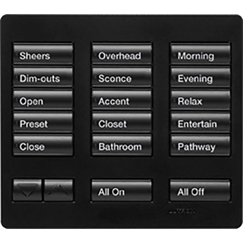 Lutron RadioRA 2 Tabletop Keypad, 15 Button, Raise/Lower, Midnight, RR-T15RL-MN