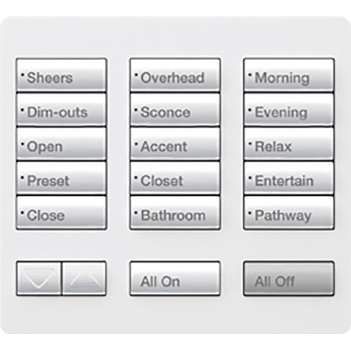 Lutron RadioRA 2 Tabletop Keypad, 15 Button, Raise/Lower, Snow, RR-T15RL-SW