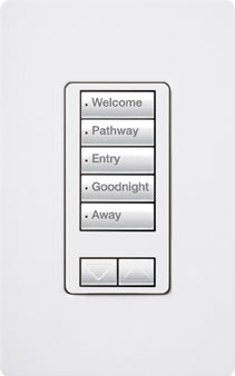 Lutron seeTouch LED+ Hybrid Keypad, Works with RA3 Systems, 100W LED, 5 Button with 1 Raise/Lower, Neutral Required, 120V, RRD-HN5BRL-GR, Gray