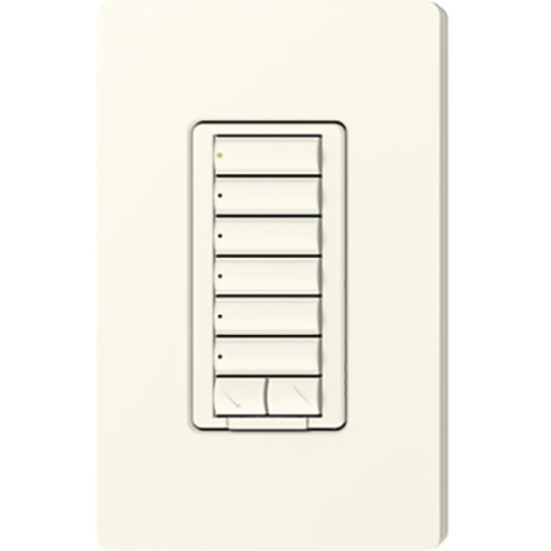 Lutron seeTouch LED+ Hybrid Keypad, Works with RA3 Systems, 100W LED, 6 Button with 1 Raise/Lower, Neutral Required, 120V, RRD-HN6BRL-BI, Biscuit