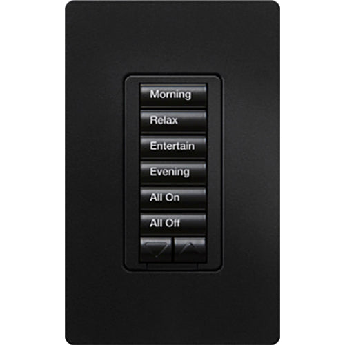 Lutron seeTouch LED+ Hybrid Keypad, Works with RA3 Systems, 100W LED, 6 Button with 1 Raise/Lower, Neutral Required, 120V, RRD-HN6BRL-MN, Midnight