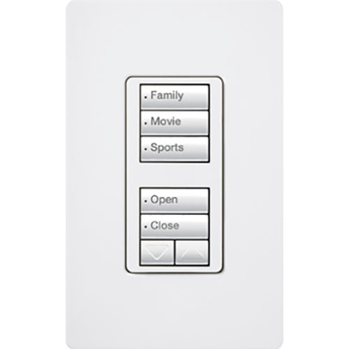 Lutron RadioRA 2 seeTouch Wall Keypad, Dual Group, 1 Raise/Lower, White, RRD-W1RLD-WH