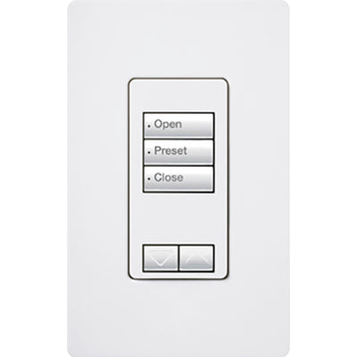 Lutron RadioRA 2 seeTouch Wall Mount Keypad, 3 Button with Raise/Lower, White, RRD-W3BRL-WH
