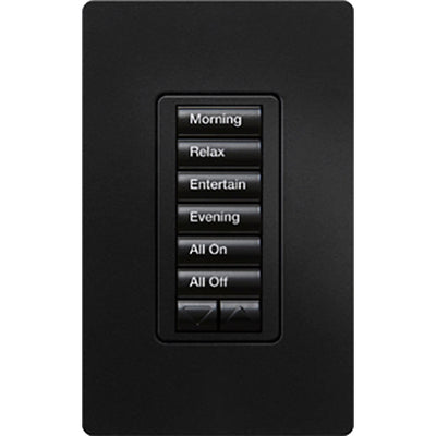 Lutron RadioRA 2 seeTouch Wall Keypad, 6 Button with Raise/Lower, Midnight, RRD-W6BRL-MN