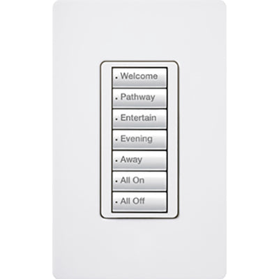 Lutron RadioRA 2 seeTouch Wall Mount Keypad, 7 Button, Backlit Engraving, White, RRD-W7B-WH