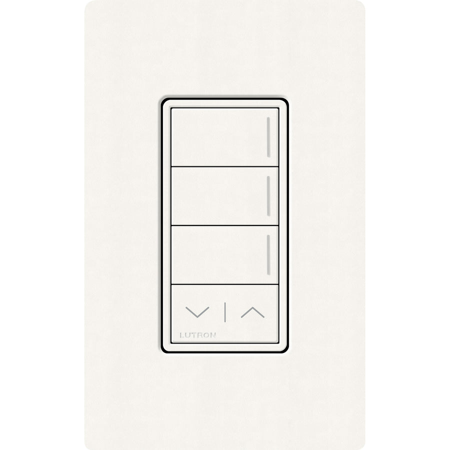 Lutron RadioRA 3 Sunnata RF 3-Button Keypad, Raise/Lower, 120-277V, Brilliant White, RRST-W3RL-BW