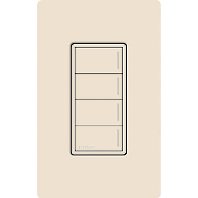 Lutron RadioRA 3 Sunnata RF 4-Button Keypad, 120-277V, Clear Connect Type X, Light Almond, RRST-W4B-LA