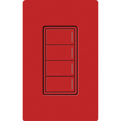 Lutron RadioRA 3 Sunnata RF 4-Button Keypad, 120-277V, Clear Connect Type X, Signal Red, RRST-W4B-SR
