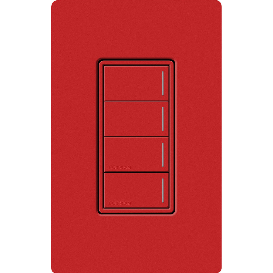 Lutron RadioRA 3 Sunnata RF 4-Button Keypad, 120-277V, Clear Connect Type X, Signal Red, RRST-W4B-SR