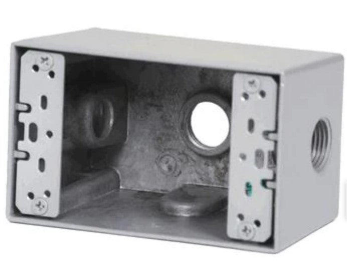 Westgate Mfg Device Box 1 In. Trade Size, 3 Outlets, Gray, W1DB100-3