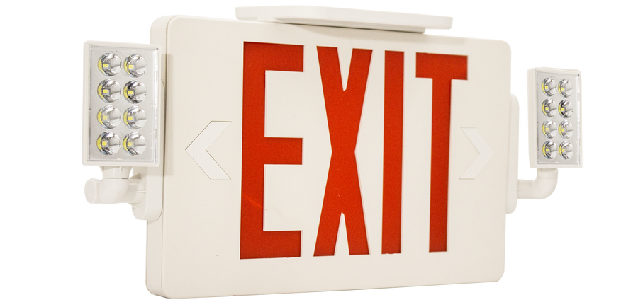 Westgate Mfg Super Slim LED Exit Sign, Adjustable Heads, Red Letters, 120-277V, White, XTSL-CL-RW