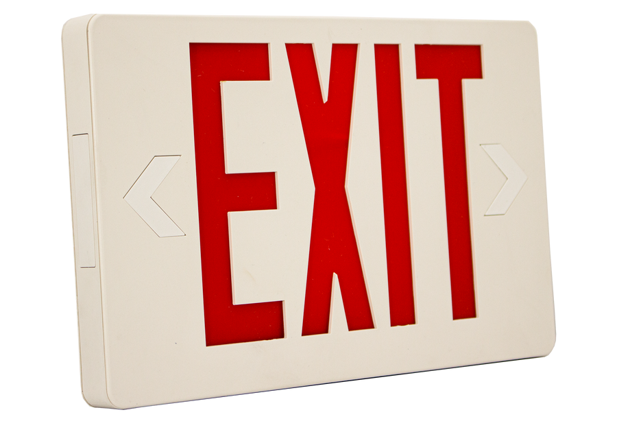 Westgate Mfg Super Slim LED Exit Sign, Red Letters, 120-277V, White, XTSL-RW