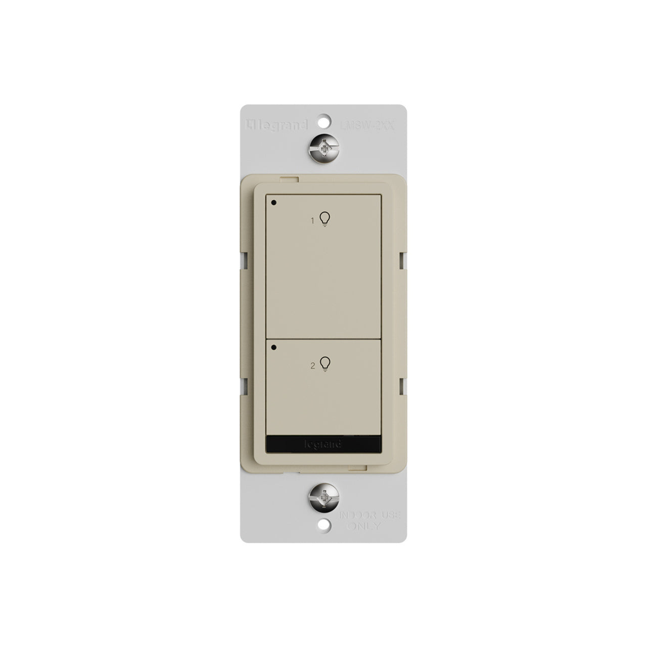 Wattstopper LMSW-220-I DLM wired standard wall switch in ivory, with two buttons.
