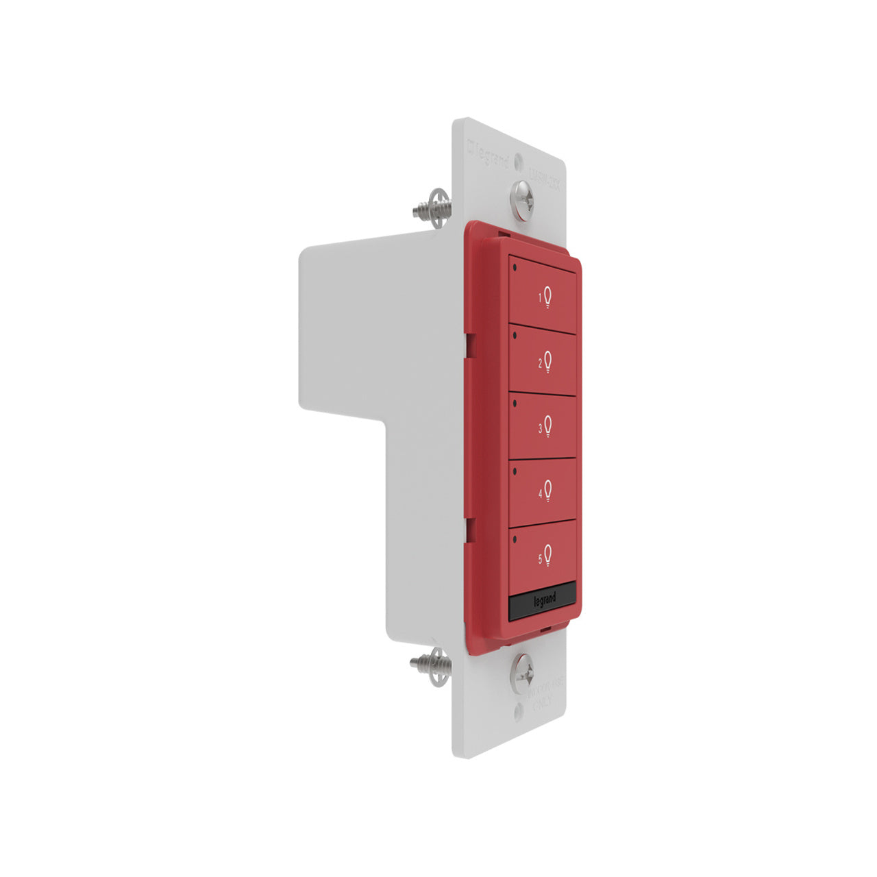 Wattstopper LMSW-250-RED DLM wired standard wall switch in red, alternate view.