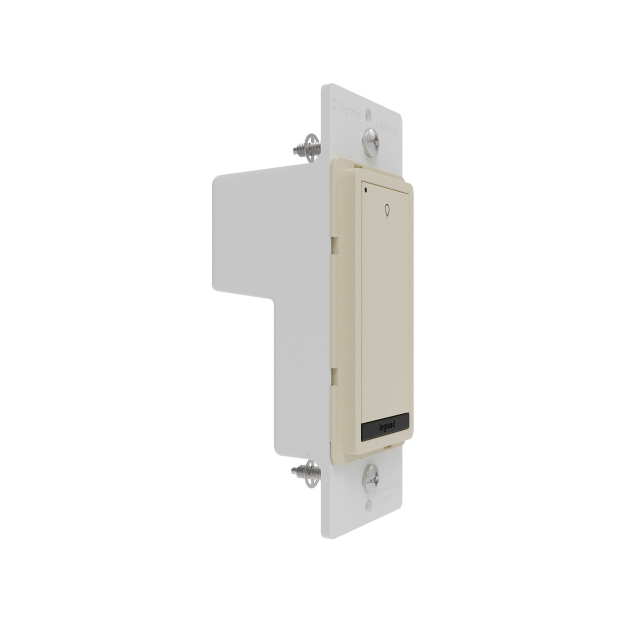Wattstopper LMSW-210-I DLM wired standard wall switch in ivory, alternate view.