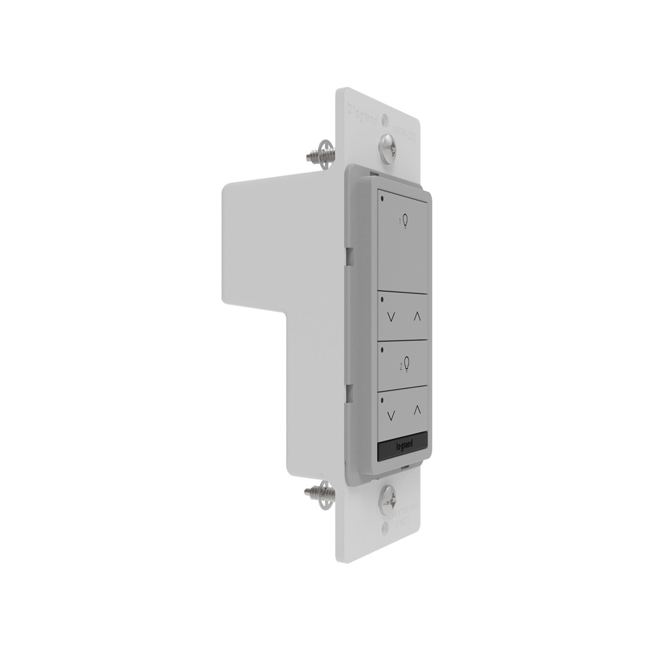 Wattstopper LMSW-222-GRY DLM wired standard wall switch in gray, alternate view.