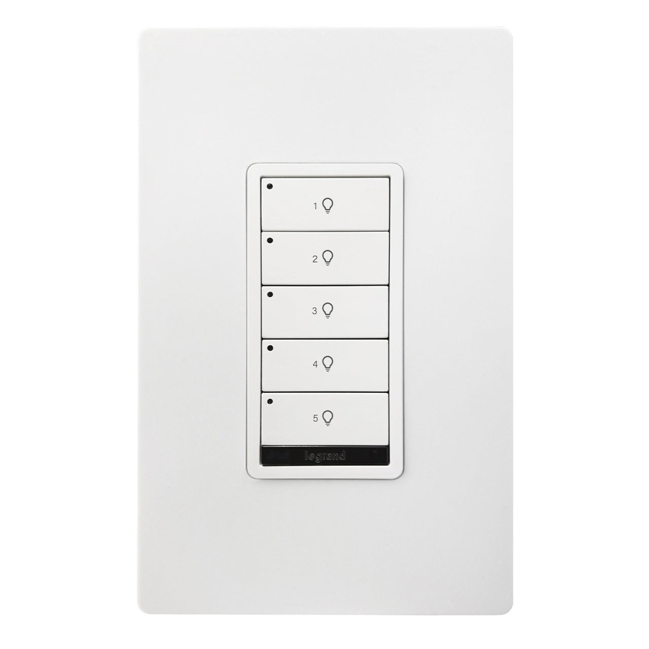 Wattstopper LMSW-250-W DLM wired standard wall switch in white, with five buttons.