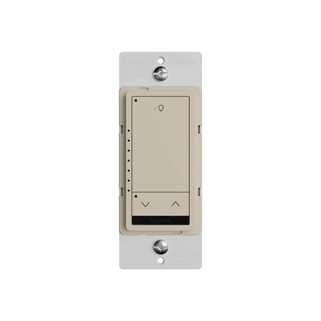 Wattstopper LMSW-211-I DLM wired standard wall switch in ivory, with single button with a dimming rocker.