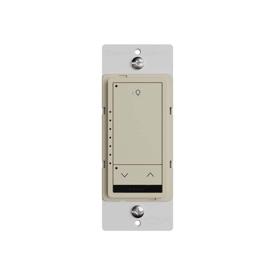 Wattstopper LMSW-211-I DLM wired standard wall switch in ivory, with single button with a dimming rocker.