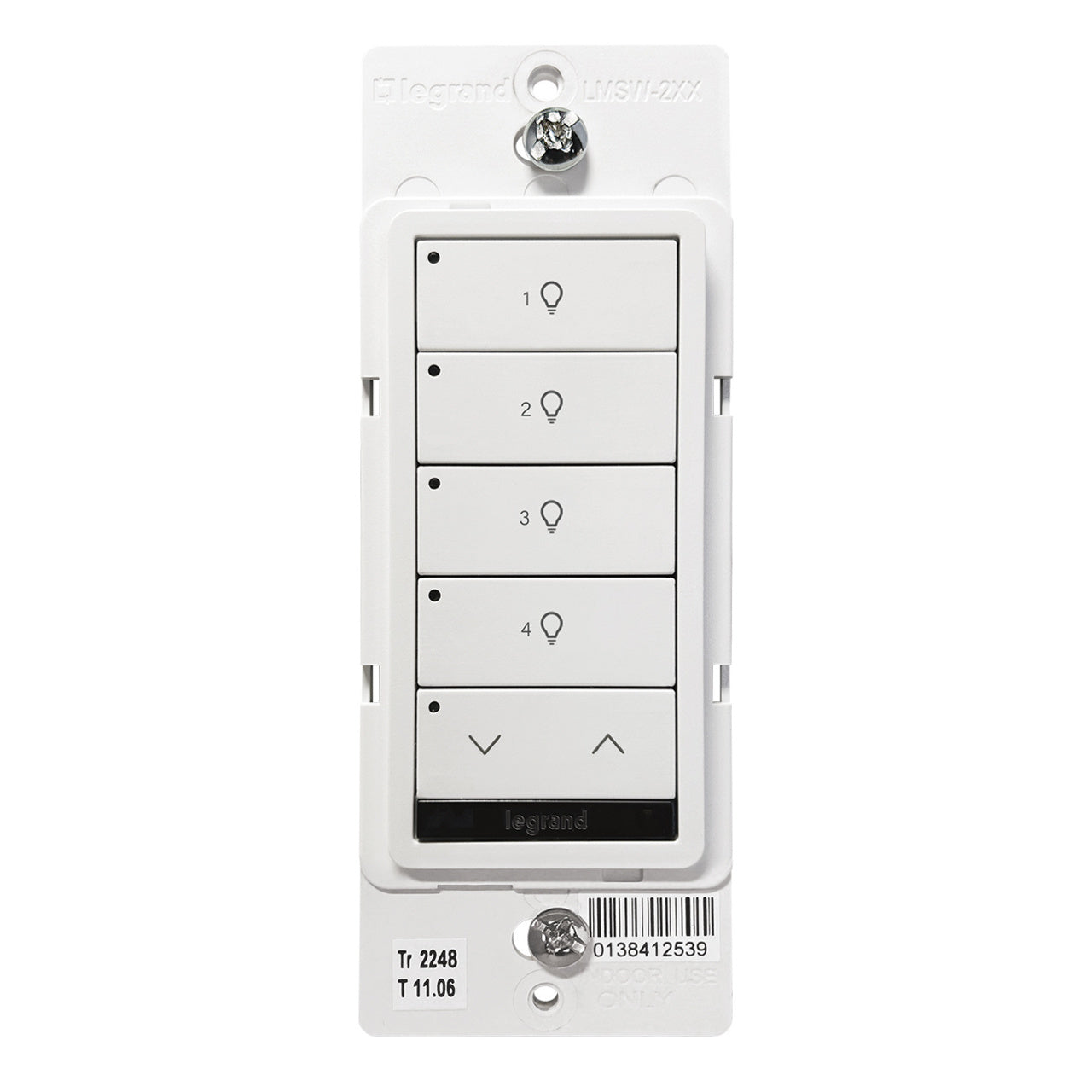 Wattstopper LMSW-241-W-U DLM wired standard wall switch in white, alternate view.