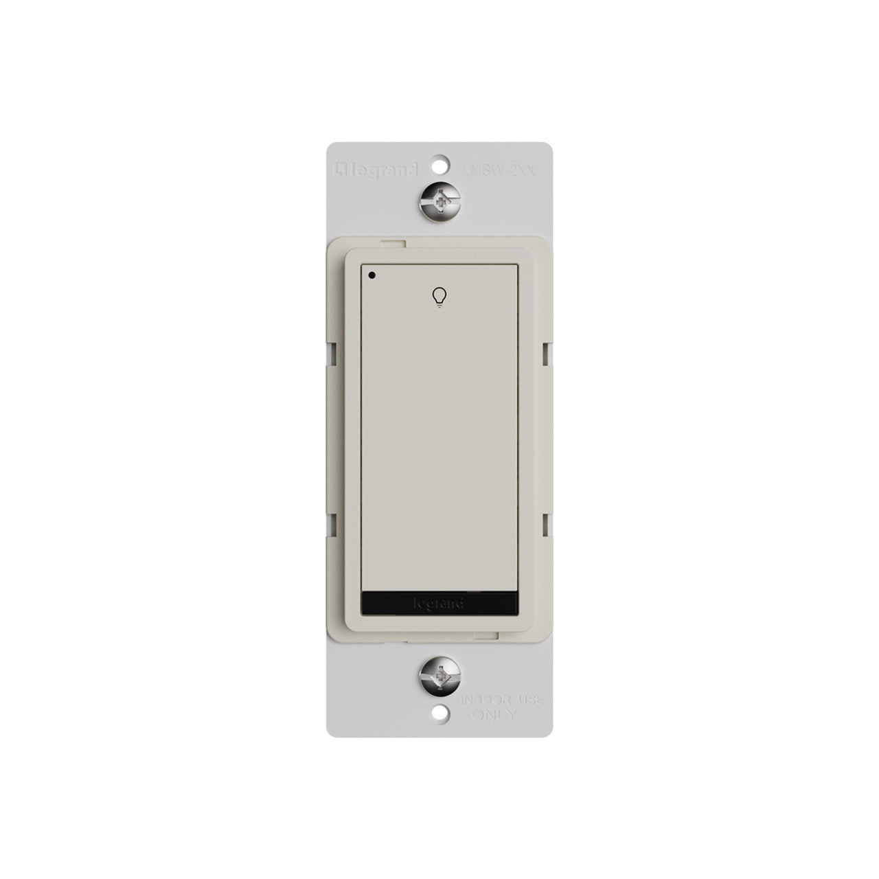 Wattstopper LMSW-210-LA DLM wired standard wall switch in light almond, with single button.