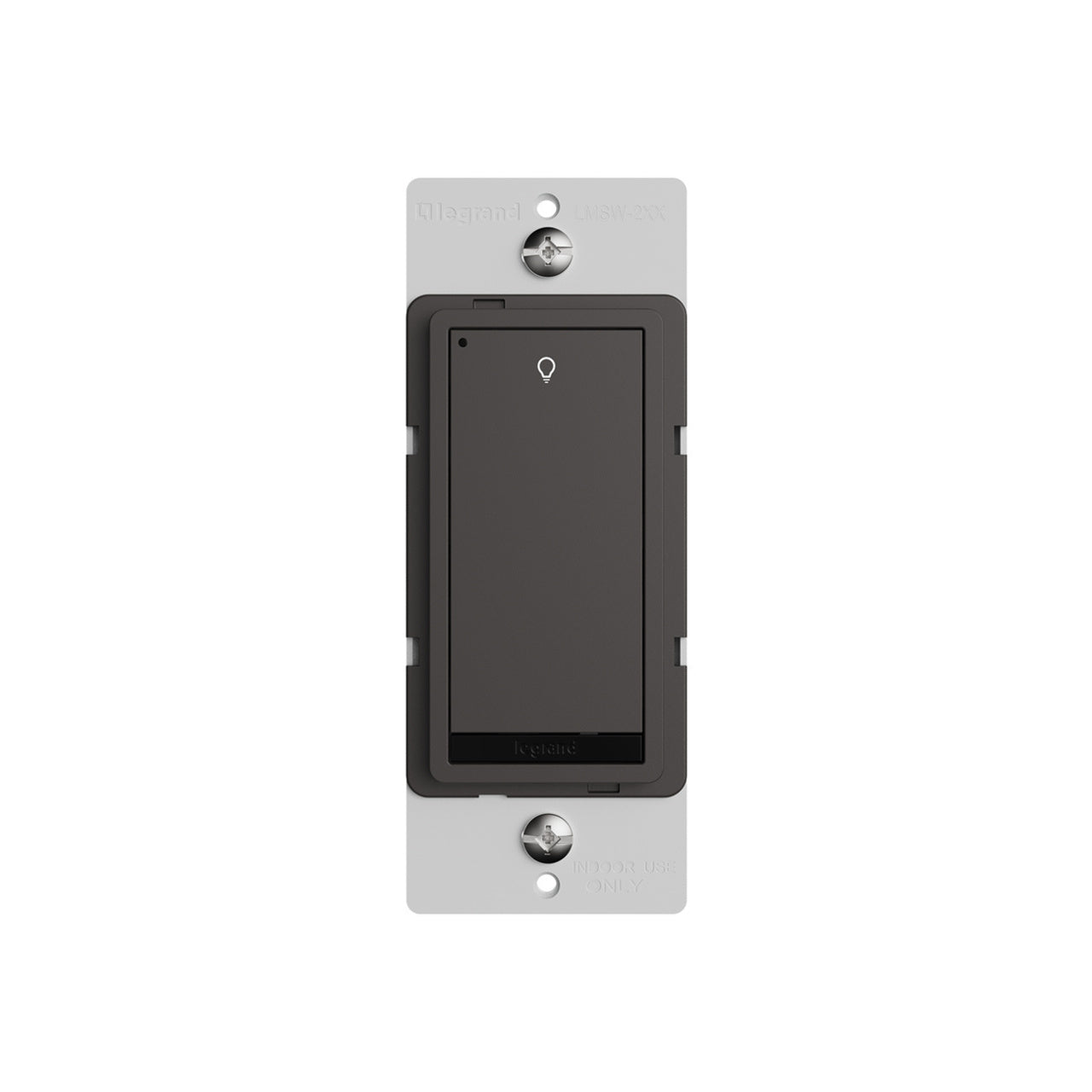 Wattstopper LMSW-210-BR DLM wired standard wall switch in brown, with single button.