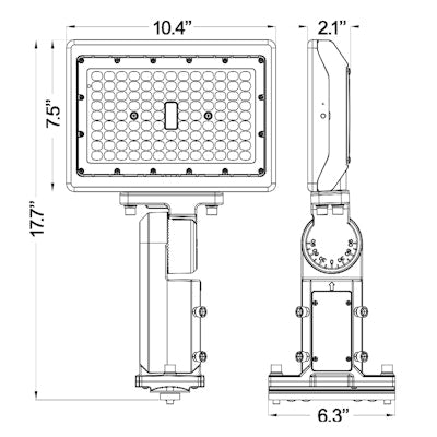 Envision LED Area Flood: M-Line Slip Fitter/ Straight Arm Combo, LED-ARL-80W-TRI-BZ-SFA