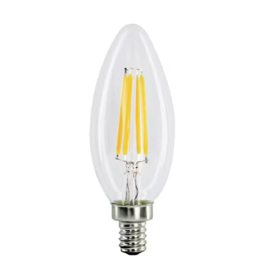 Envision LED Filament E12 Candle Torpedo, 1CCT Selectable 6000K, Clear, LED-FLM-E12T-4W-60K